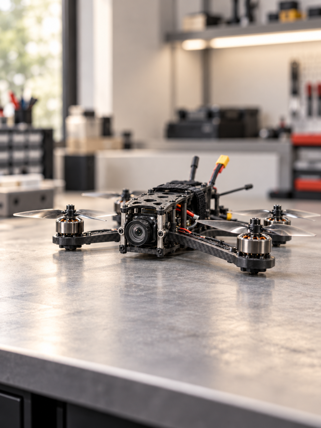 Illustrative FPV camera and central frame installation